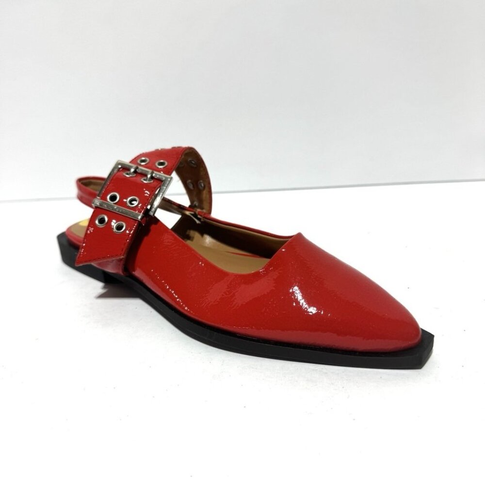 Steve Madden Red Patent Slingback Flats with Buckle